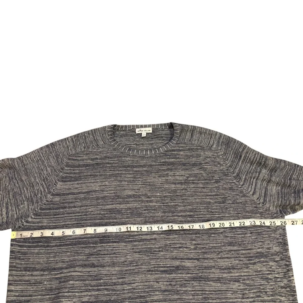 Peter Millar Crown Cool Mens XL Merino Wool Linen Crewneck Sweater Grey White - Picture 8 of 10